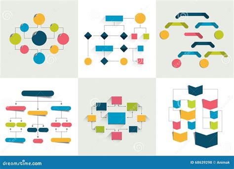 Flowcharts Set Of 6 Flow Charts Schemes Diagrams Simply Color