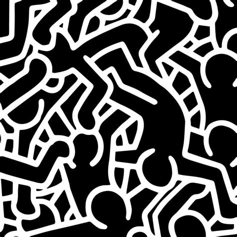 Keith Haring Pop Art Figures Black And White Pop Art Canvas Etsy