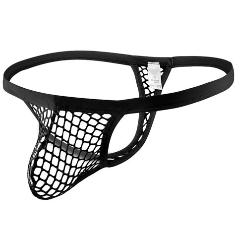 Jual Plus Size Mesh Mens Panties Hollow Low Waist Sexy Lingerie See Through Sexy Underwear