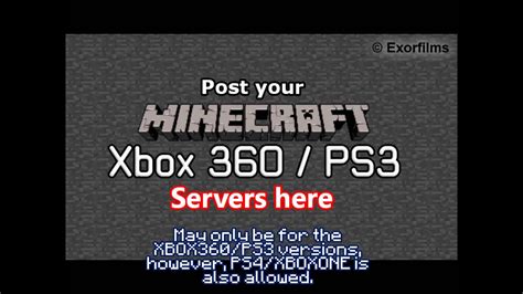 Post Your Minecraft Xbox 360ps3 Servers Here ~ Post In Comments