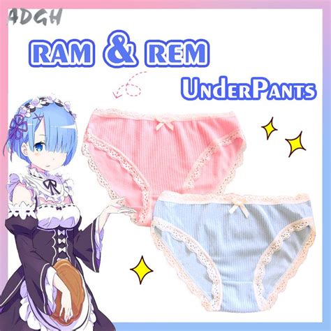 Womens Striped Panties Lace Underpants Anime Ram And Rem Coplay Sexy