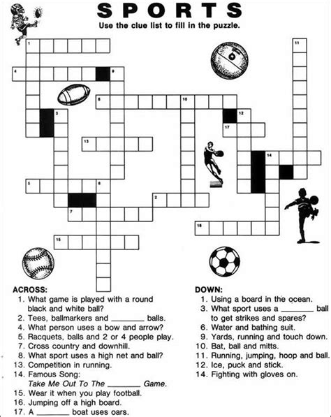 Sports Crossword Crossword Printable Crossword Puzzles