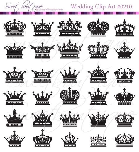 30 Black Clip Art Crowns Digital Crown Clipart Crown Silhouette