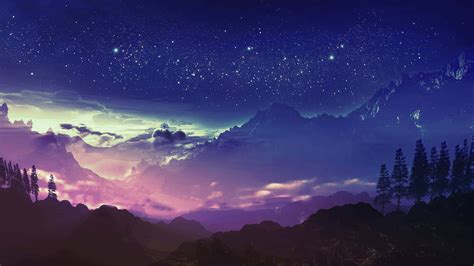 Download Aesthetic Night Sky With Clouds Wallpaper