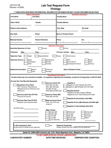 What Information Must Be Included On A Laboratory Request Form Fill