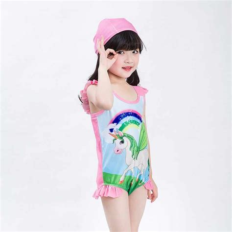 Baby Girls Kids Toddlers Cartoon Horse Swimsuit Bathing Suit One Piece