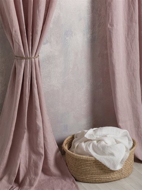 Linen Curtain Linen Panel Linen Drape In Dusty Pink Etsy