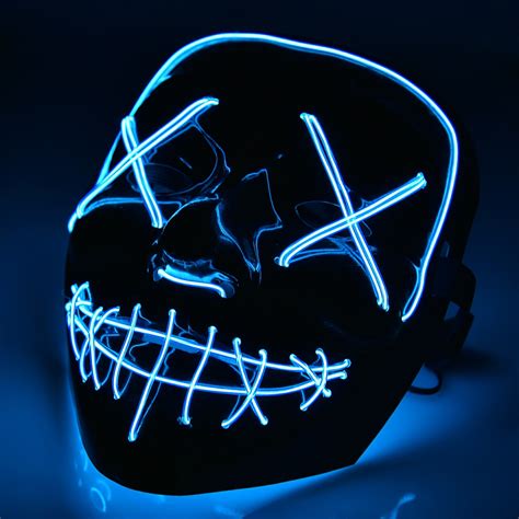 Led Mask Glowing Halloween Mask Neon Skull Scary Mask Party Festival