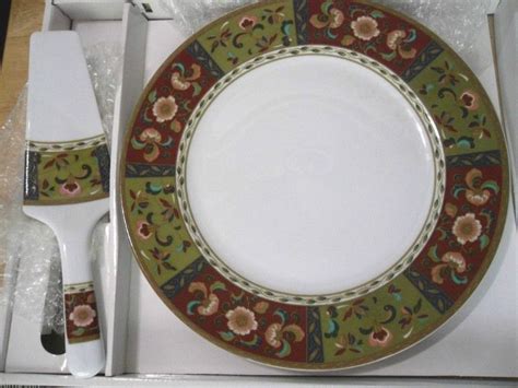 New In Box Andrea By Sadek Cake Plate And Server Set Antique Imari W