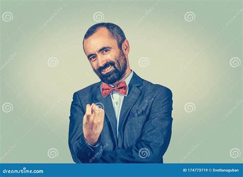 Man Showing Come Here With Index Finger Gesture Stock Image Image Of