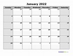 2022 Free Blank Calendar - Free Printable Templates