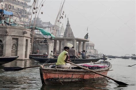 Varanasi India November 15 Boats At The River Ganges On The
