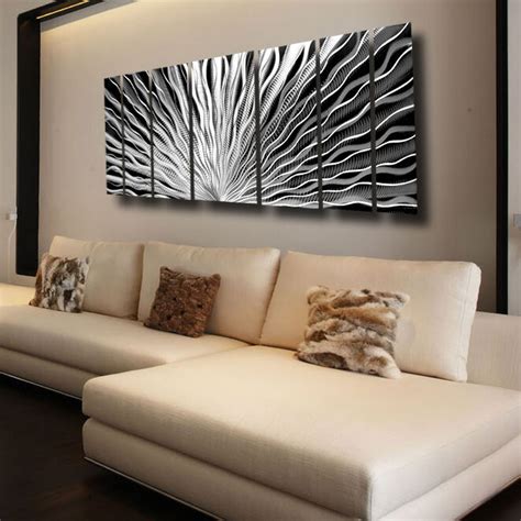Large Silver Metal Wall Art Panels Modern Abstract Indoor Outdoor Home Decor Ebay