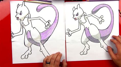 How To Draw Mewtwo From Pokemon Art For Kids Hub