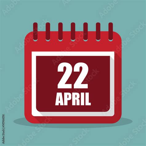 Calendar With 22 April In A Flat Design Vector Illustration Imagens
