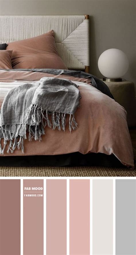 dusty rose  grey colour scheme  bedroom
