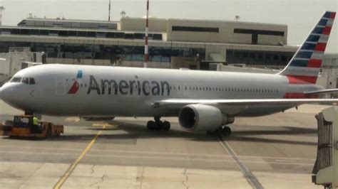 Boeing 767 American Airlines Pushback At Airport Gate Seen In Milano