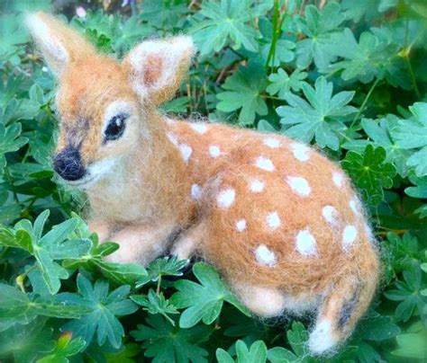 Needle Felted Deer Fawn Curled Up Laying Down Soft Alpaca Etsy Felt