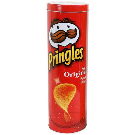 Pringles Red Cylinder Round Storage Tin Kitchen Food Biscuit Canister