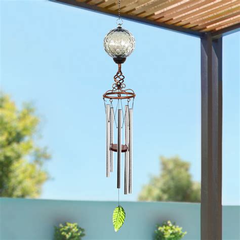 Exhart Solar Pearlized Honeycomb Glass Ball Wind Chime With Metal Finial Detail And Reviews