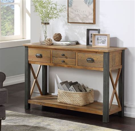 Urban Elegance Console Tablenarrow Hall Table With Four Drawers