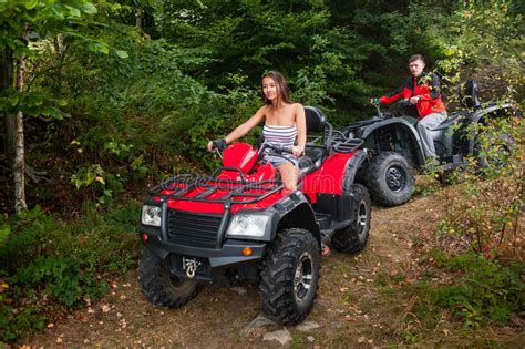 Couple Driving Four Wheelers Atv Offroad Stock Photos Free And Royalty