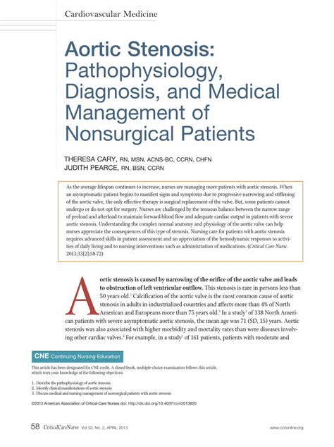 Pdf Aortic Stenosis Pathophysiology Diagnosis And · Pdf File