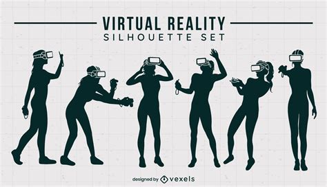 Virtual Reality Woman Character Set Vector Download