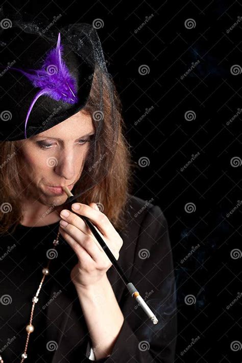 Transgender Man Woman Cigarette Holder Stock Image Image Of Smoking