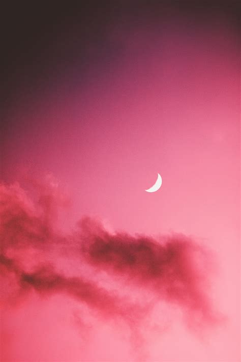 Moon Clouds Sky Pink Hd Mobile Wallpaper Peakpx