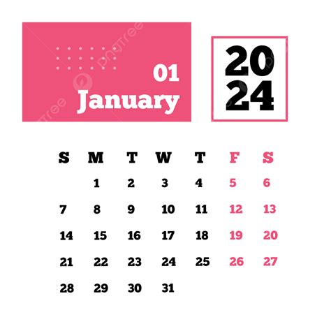 Monthly Calendar Design January 2024 Vector January 2024 Calendar