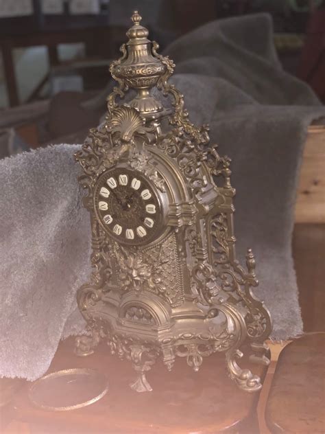 Antique Franz Hermle Brass Mantle Clock Imperial Brevattato Green