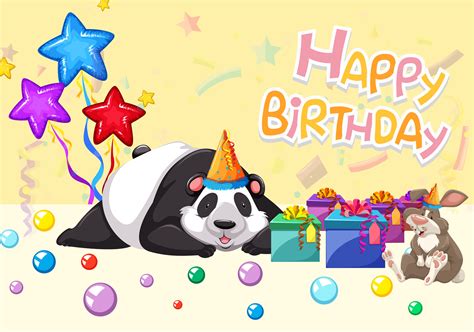 Happy Birthday Panda Card 541077 Vector Art At Vecteezy