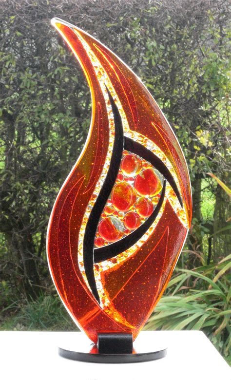 Fused Glass Red Abstract Sculpture Glass Art Glass Art Sculpture Glass Art Pictures