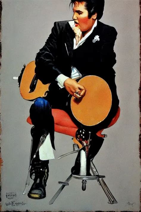 Elvis Presley Painted By Norman Rockwell Stable Diffusion