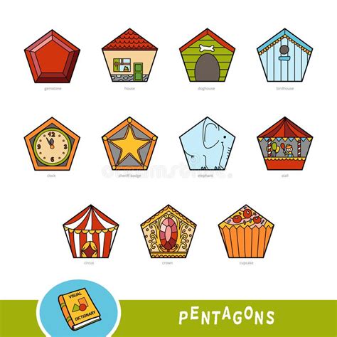 In this lesson, you're going to be finding pentagons in your everyday life in the form of a photo journal. Colorful Set Of Pentagon Shape Objects. Visual Dictionary ...