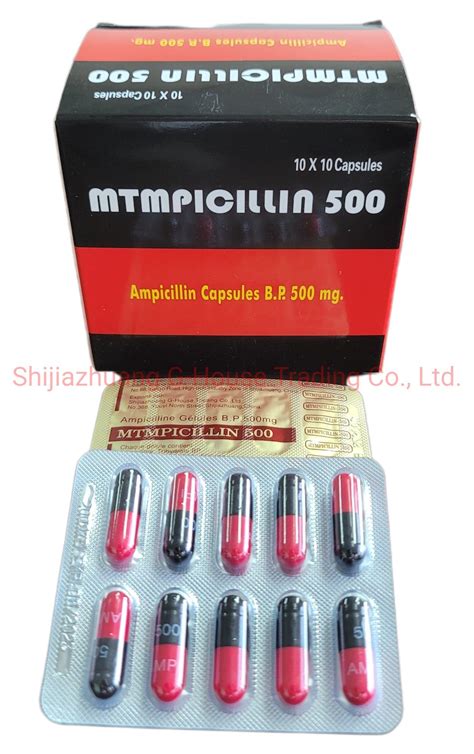Antibiotic Drugs Medicines Pharmaceuticals Ampicillin Capsule 500mg