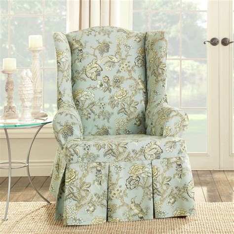 — choose a quantity of t chair slipcovers. Casablanca Rose Wing Chair T-Cushion Slipcover ...