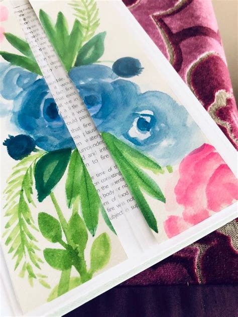 Floral Handpainted Watercolor Bookmark Etsy In 2020 Watercolor