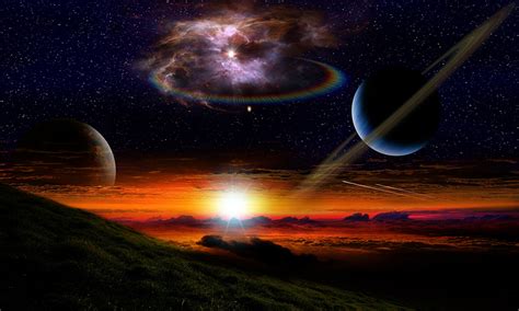 Wallpaper Stars Planets Surface Of Planets Space 3d Graphics