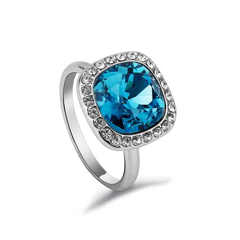 Blue Swarovski Crystal Ring Gemross