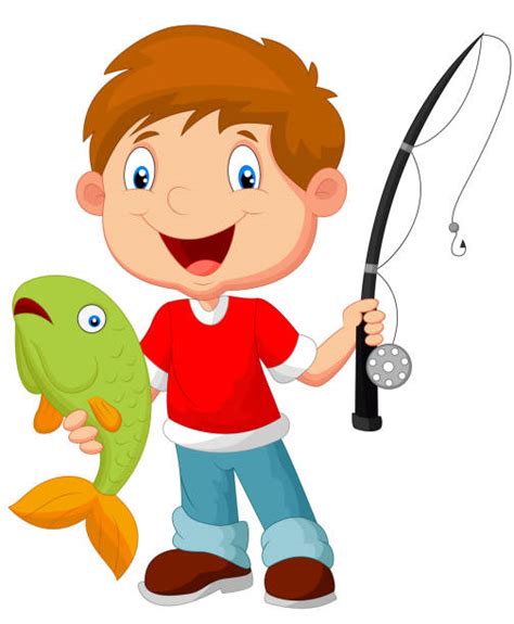 Clip Art Of A Boy Fishing Illustrations Royalty Free Vector Graphics