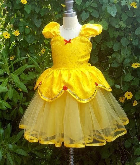 Belle Dress Rose Satin Belle Costume Princess Dress Yellow Etsy