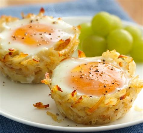 This creamy hash brown bake is really good for any meal! Egg Topped Hash Brown Nests | Recipe | Recipes, Food ...