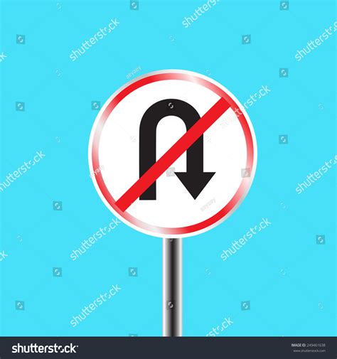 Prohibitory Traffic Sign Uturn Prohibited Stock Vector Royalty Free