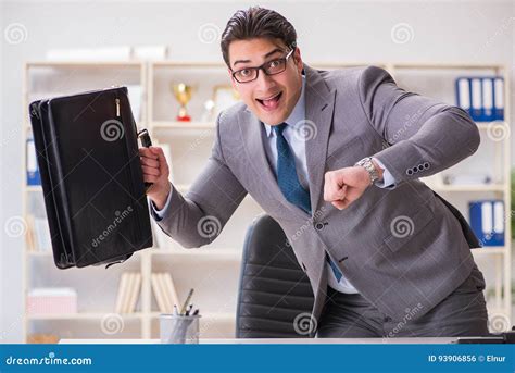 The Businessman Rushing In The Office Stock Photo Image Of Missing