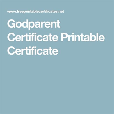 Godparent Certificate Printable Certificate God Parents Printable