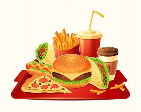 Download Vector Cartoon Illustration Of A Traditional Set Of Fast Food