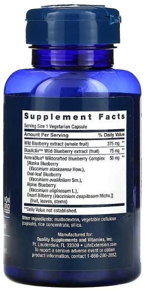 Blueberry Extract Capsules 60 Vegetarian Capsules Life Extension