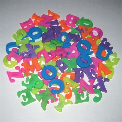 Vintage Plastic Colored Alphabet Letters With Magnets Lot Of